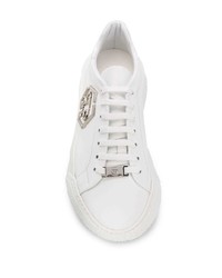 weiße Leder niedrige Sneakers von Philipp Plein