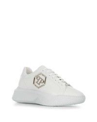 weiße Leder niedrige Sneakers von Philipp Plein