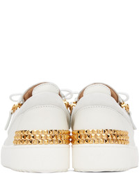 weiße Leder niedrige Sneakers von Giuseppe Zanotti