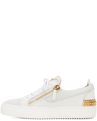 weiße Leder niedrige Sneakers von Giuseppe Zanotti