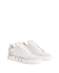 weiße Leder niedrige Sneakers von Giuseppe Zanotti