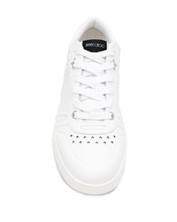 weiße Leder niedrige Sneakers von Jimmy Choo