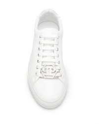 weiße Leder niedrige Sneakers von Philipp Plein