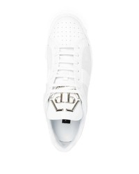 weiße Leder niedrige Sneakers von Philipp Plein