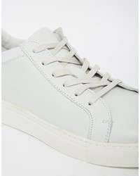 weiße Leder niedrige Sneakers von Selected