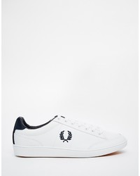 weiße Leder niedrige Sneakers von Fred Perry