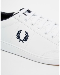 weiße Leder niedrige Sneakers von Fred Perry