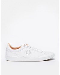 weiße Leder niedrige Sneakers von Fred Perry