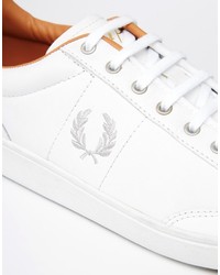 weiße Leder niedrige Sneakers von Fred Perry