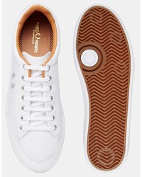 weiße Leder niedrige Sneakers von Fred Perry