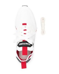 weiße Leder niedrige Sneakers von Tom Ford