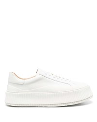 weiße Leder niedrige Sneakers von Jil Sander