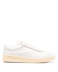 weiße Leder niedrige Sneakers von Jil Sander