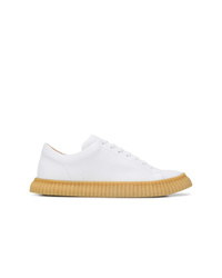 weiße Leder niedrige Sneakers von Jil Sander