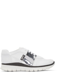 weiße Leder niedrige Sneakers von Jil Sander Navy