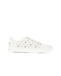 weiße Leder niedrige Sneakers von Jimmy Choo