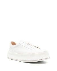 weiße Leder niedrige Sneakers von Jil Sander