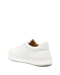 weiße Leder niedrige Sneakers von Jil Sander