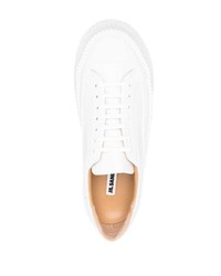 weiße Leder niedrige Sneakers von Jil Sander