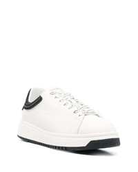 weiße Leder niedrige Sneakers von Emporio Armani