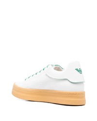 weiße Leder niedrige Sneakers von Emporio Armani