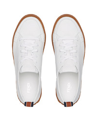 weiße Leder niedrige Sneakers von Fendi