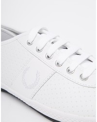 weiße Leder niedrige Sneakers von Fred Perry