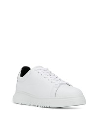 weiße Leder niedrige Sneakers von Emporio Armani