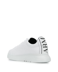 weiße Leder niedrige Sneakers von Emporio Armani