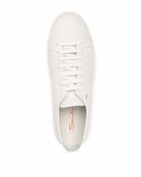 weiße Leder niedrige Sneakers von Santoni