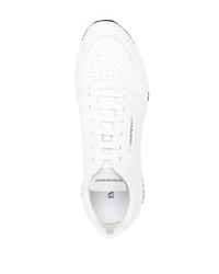 weiße Leder niedrige Sneakers von Emporio Armani