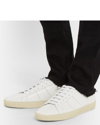 weiße Leder niedrige Sneakers von Saint Laurent