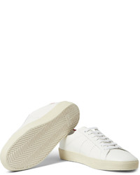 weiße Leder niedrige Sneakers von Saint Laurent