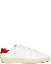 weiße Leder niedrige Sneakers von Saint Laurent