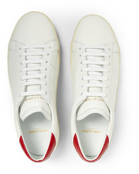 weiße Leder niedrige Sneakers von Saint Laurent