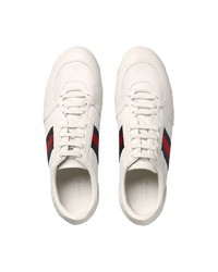 weiße Leder niedrige Sneakers von Gucci