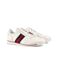 weiße Leder niedrige Sneakers von Gucci