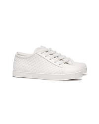 weiße Leder niedrige Sneakers von Bottega Veneta