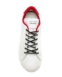 weiße Leder niedrige Sneakers von Leather Crown