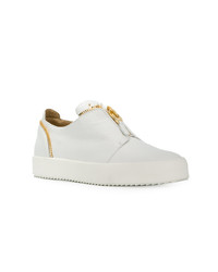 weiße Leder niedrige Sneakers von Giuseppe Zanotti Design