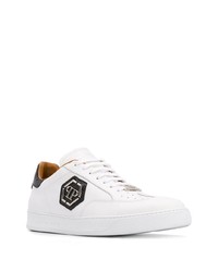 weiße Leder niedrige Sneakers von Philipp Plein