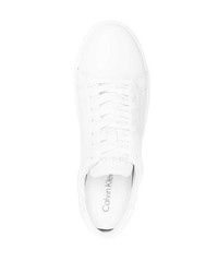 weiße Leder niedrige Sneakers von Calvin Klein