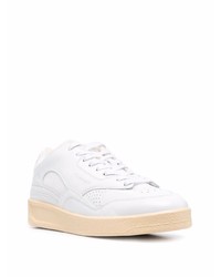 weiße Leder niedrige Sneakers von Jil Sander