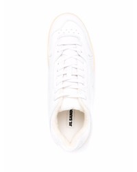 weiße Leder niedrige Sneakers von Jil Sander