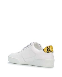 weiße Leder niedrige Sneakers von Versace