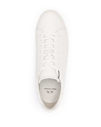 weiße Leder niedrige Sneakers von Armani Exchange