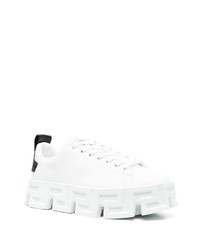 weiße Leder niedrige Sneakers von Versace