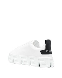 weiße Leder niedrige Sneakers von Versace