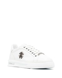 weiße Leder niedrige Sneakers von Roberto Cavalli