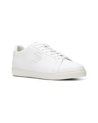 weiße Leder niedrige Sneakers von Philipp Plein